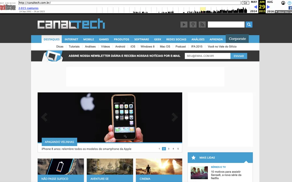 Como ver versões antigas de sites famosos - 2