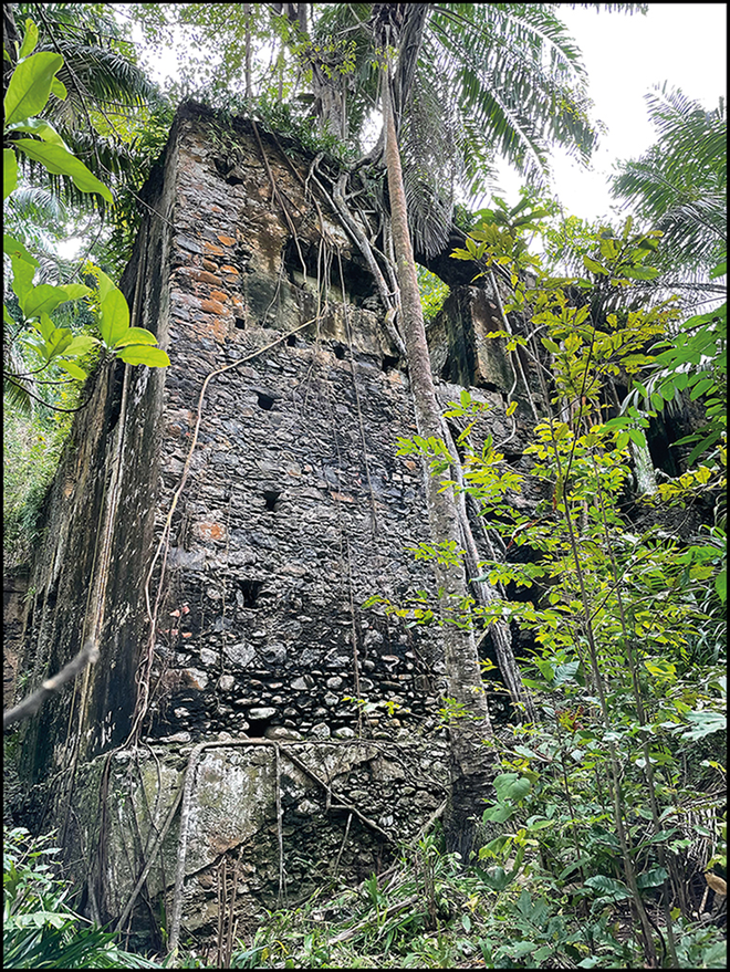 O engenho da Praia Melão, em São Tomé, que abrigou as origens do sistema de plantations usado futuramente no Brasil — vista sudeste (Imagem: M. Dores Cruz et al./Antiquity)