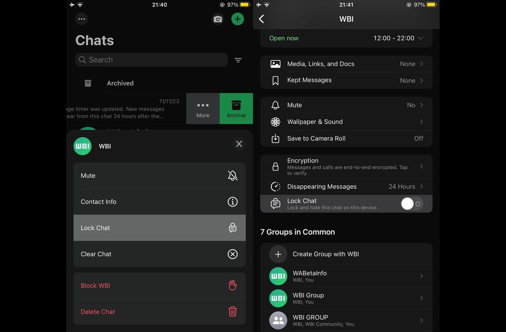 WhatsApp testa atalhos para definir chats secretos (Imagem: Reprodução/WABetaInfo)