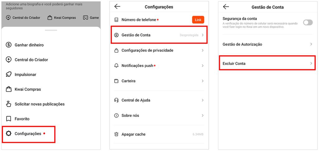 Como excluir uma conta do Kwai | Guia Prático - 2