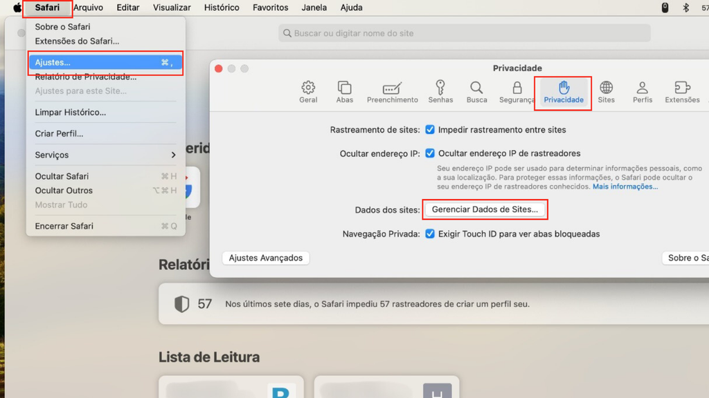 Como remover os cookies do Safari no Mac