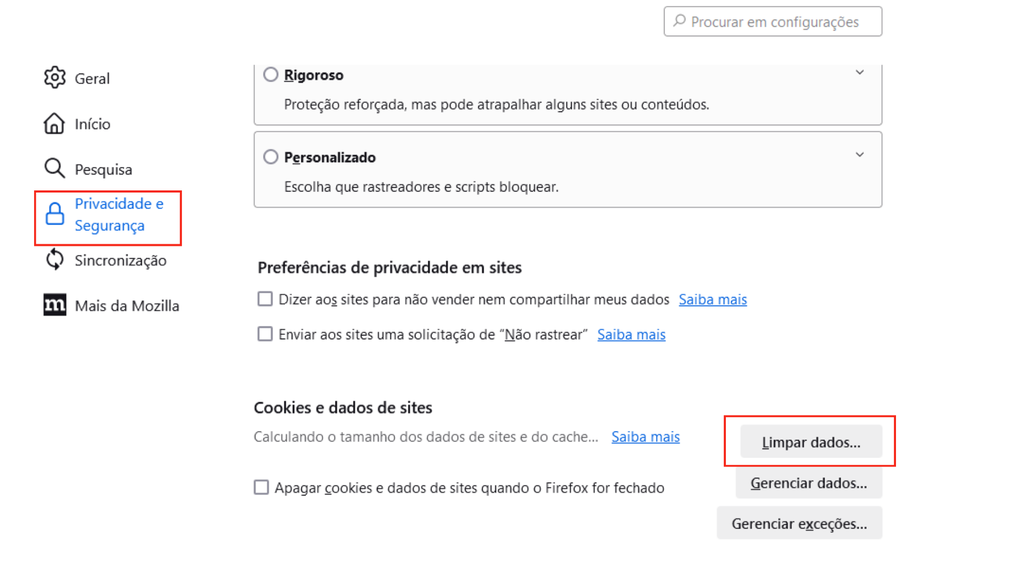 Como remover os cookies do Firefox no PC