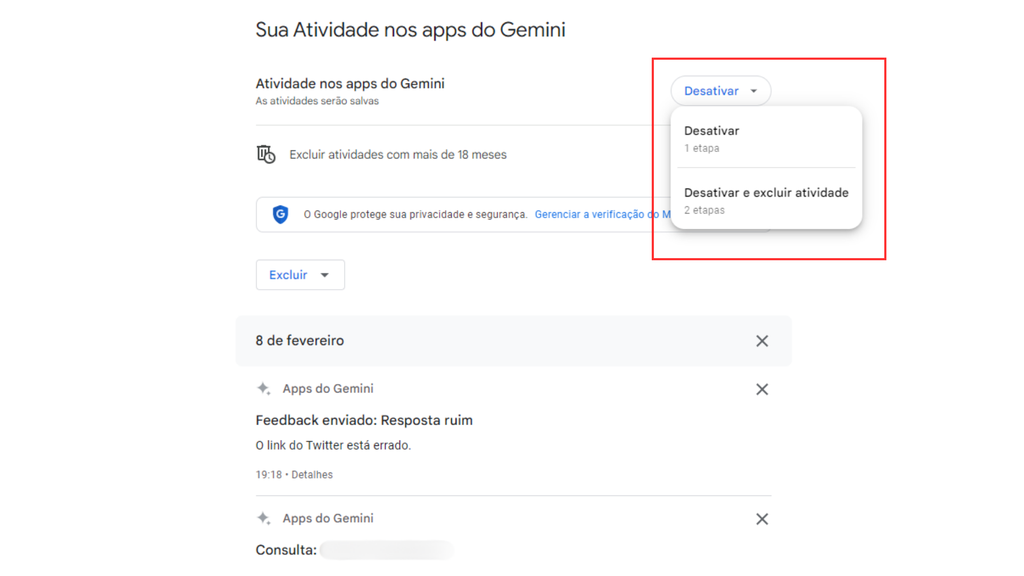 Como desativar atividades do Google Gemini (Imagem: Captura de tela/Bruno De Blasi/Canaltech)Como desativar atividades do Google Gemini (Imagem: Captura de tela/Bruno De Blasi/Canaltech)