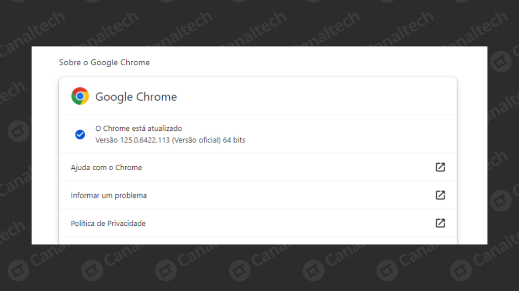 Google atualiza Chrome para corrigir brecha de segurança (Imagem: Captura de tela/Bruno De Blasi/Canaltech)