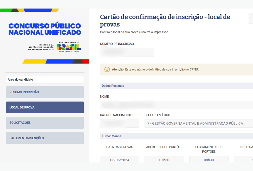 CNU | Como imprimir o Cartão de confirmação de inscrição - 3