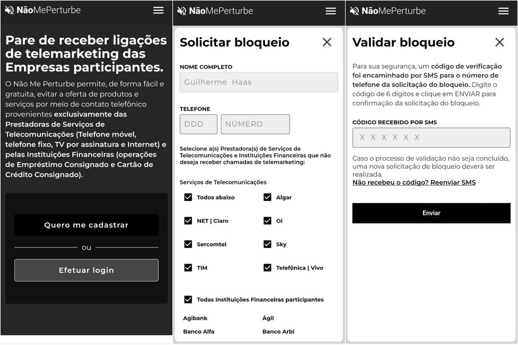 É possível bloquear telemarketing pela plataforma Não Me Perturbe (Imagem: Captura de tela/Guilherme Haas/Canaltech)
