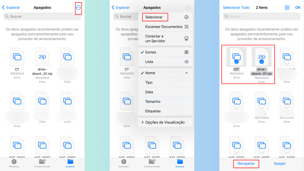 Como restaurar arquivos na lixeira do iPhone (Imagem: Captura de tela/Bruno De Blasi/Canaltech)