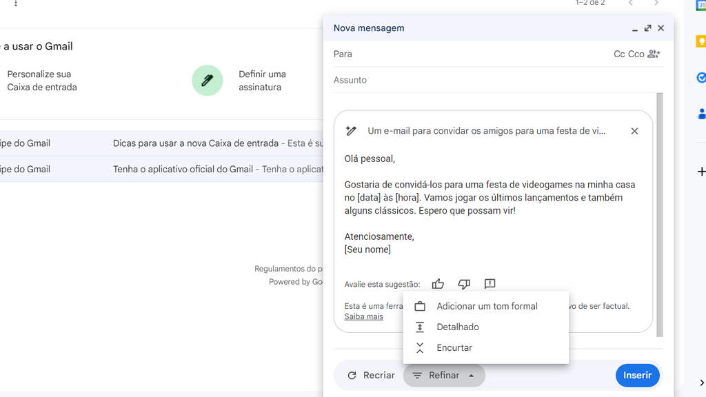 ajude-me a escrever gmail
