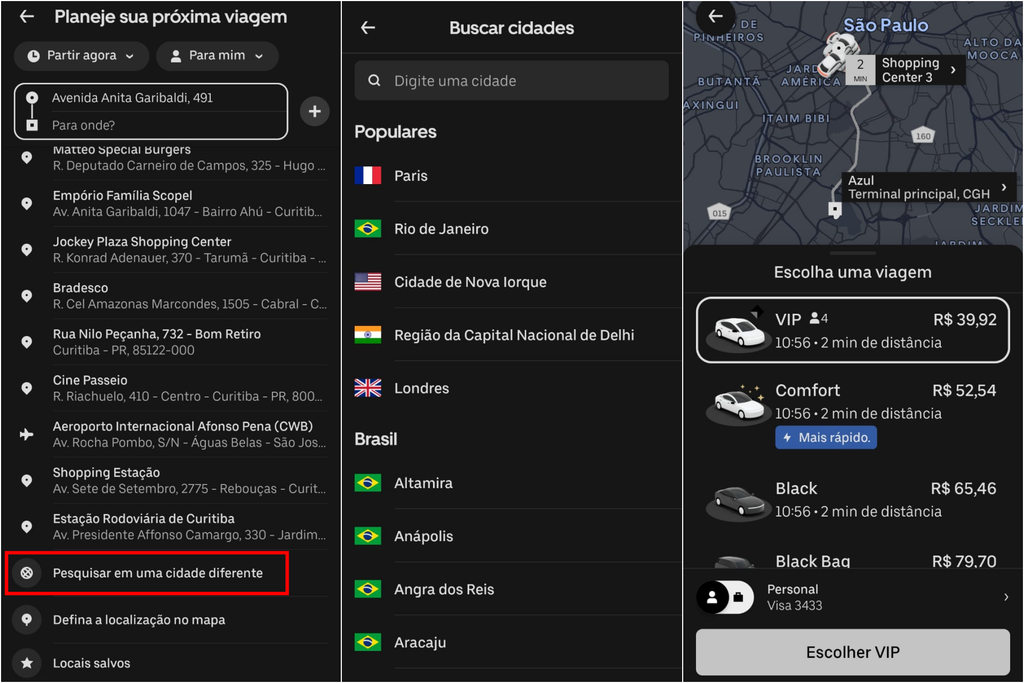 Como consultar preços de corridas em outras cidades no app da Uber (Imagem: Captura de tela/Guilherme Haas/Canaltech)