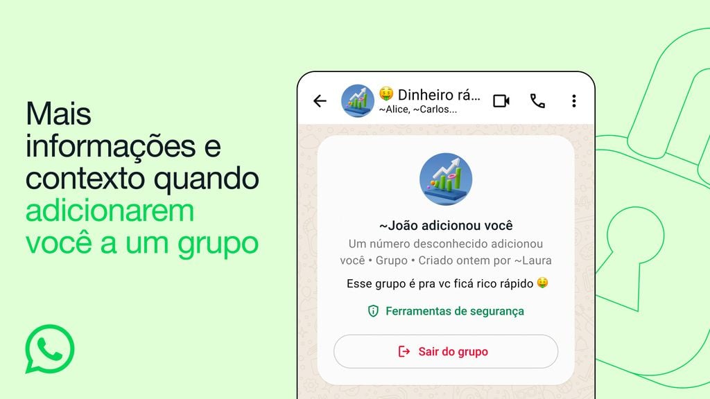 WhatsApp incrementa a segurança nos grupos em atualização liberada nesta terça-feira (9) (Imagem: Divulgação/Meta)