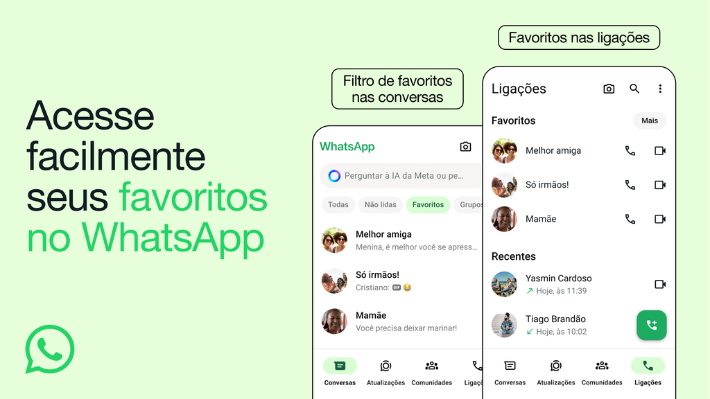 WhatsApp ganha filtro para favoritos na lista de conversas (Imagem: Divulgação/Meta)