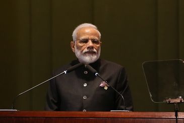 O  Primeiro-ministro da República da Índia, Narendra Modi, durante diálogo dos Líderes com o Conselho Empresarial do BRICS 