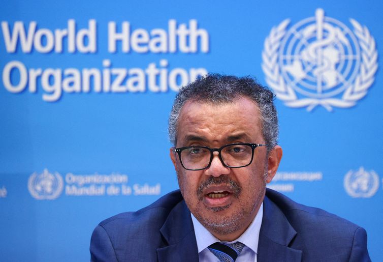 Diretor-geral da OMS, Tedros Adhanom Ghebreyesus, durante coletiva de imprensa em Genebra
20/12/2021 REUTERS/Denis Balibouse