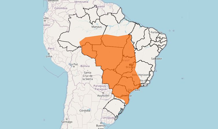 Brasília (DF), 07/11/2024 - INMET publica aviso laranja de chuvas de até 100 mm/dia, com ventos intensos de 100 km/h), risco de corte de energia elétrica, queda de galhos de árvores, alagamentos e de descargas elétricas. Foto: Inmet/Reprodução